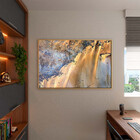 Quadro Decorativo Abstrato Falesias Dourado Com Moldura E Vid