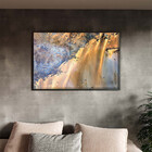 Quadro Decorativo Abstrato Falesias Dourado Com Moldura E Vid