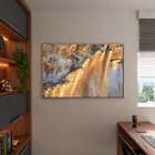 Quadro Decorativo Abstrato Falesias Dourado Com Moldura Prata