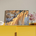 Quadro Decorativo Abstrato Falesias Dourado Com Moldura Prata