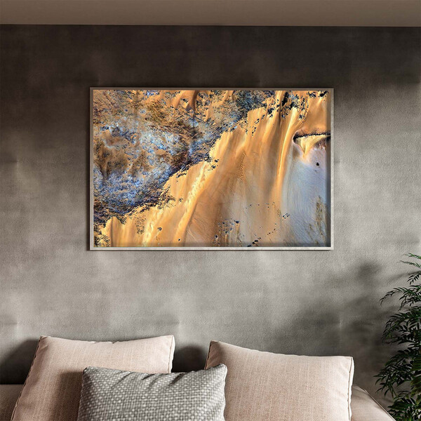 Quadro Decorativo Abstrato Falesias Dourado Com Moldura Prata