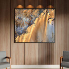 Quadro Decorativo Abstrato Falesias Dourado Com Moldura Preto