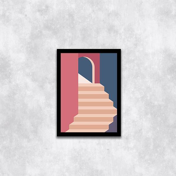 Quadro Decorativo Abstrato Figurativo Cidade Rosa E Azul Ii 4