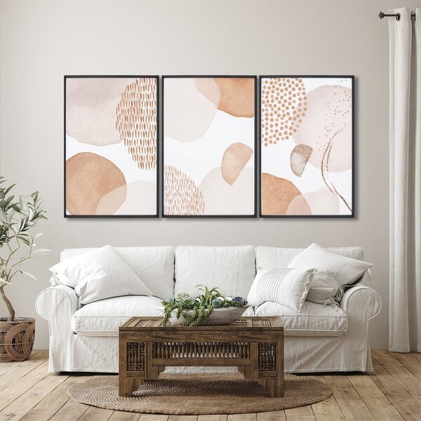 Quadro Decorativo Abstrato Floral Com 3 Telas De Parede Para