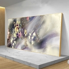 Quadro Decorativo Abstrato Flores Ao Vento Com Moldura Dourad