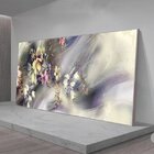 Quadro Decorativo Abstrato Flores Ao Vento Com Moldura Prata