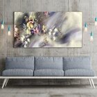 Quadro Decorativo Abstrato Flores Ao Vento Com Moldura Prata