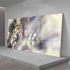 Quadro Decorativo Abstrato Flores Ao Vento Com Moldura Prata