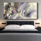 Quadro Decorativo Abstrato Flores Ao Vento Com Moldura Preto