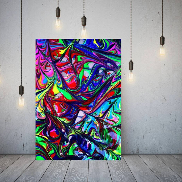 Quadro Decorativo Abstrato Fluorescente - 100x70cm