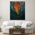 Quadro Decorativo Abstrato Fogo Vermelho - 120x80 Cm