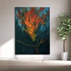 Quadro Decorativo Abstrato Fogo Vermelho - 90x60 Cm