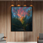 Quadro Decorativo Abstrato Fogo Vermelho Com Moldura E Vidro