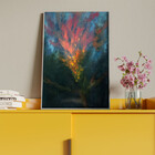 Quadro Decorativo Abstrato Fogo Vermelho Com Moldura E Vidro