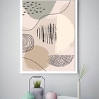Quadro Decorativo Abstrato Formas Bege  - 70x50cm Moldura Pre