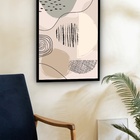 Quadro Decorativo Abstrato Formas Bege  - 70x50cm Moldura Pre