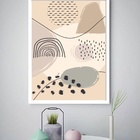 Quadro Decorativo Abstrato Formas Bege Preto  - 70x50cm Moldu