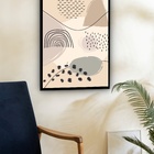 Quadro Decorativo Abstrato Formas Bege Preto  - 70x50cm Moldu