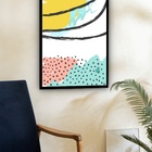 Quadro Decorativo Abstrato Formas Branco Verde  - 70x50cm Mol