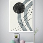 Quadro Decorativo Abstrato Formas Cinza  - 70x50cm Moldura Br