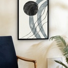 Quadro Decorativo Abstrato Formas Cinza  - 70x50cm Moldura Br