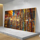 Quadro Decorativo Abstrato Futuristico Com Moldura Dourada 18