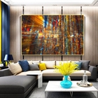 Quadro Decorativo Abstrato Futuristico Com Moldura Dourada 20