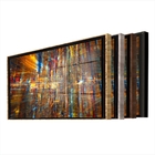Quadro Decorativo Abstrato Futuristico Com Moldura Dourada E