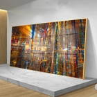 Quadro Decorativo Abstrato Futuristico Com Moldura Dourada E