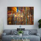 Quadro Decorativo Abstrato Futuristico Com Moldura Marrom 200
