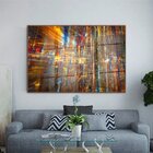 Quadro Decorativo Abstrato Futuristico Com Moldura Marrom E V