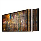 Quadro Decorativo Abstrato Futuristico Com Moldura Marrom E V