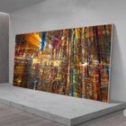 Quadro Decorativo Abstrato Futuristico Com Moldura Prata 200x