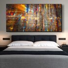 Quadro Decorativo Abstrato Futuristico Com Moldura Preta E Vi