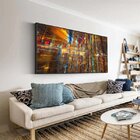 Quadro Decorativo Abstrato Futuristico Com Moldura Preto 100x