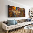 Quadro Decorativo Abstrato Futuristico Com Moldura Preto 180x