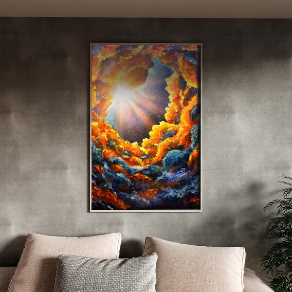 Quadro Decorativo Abstrato Galáxia Abstrata Com Moldura E Vid