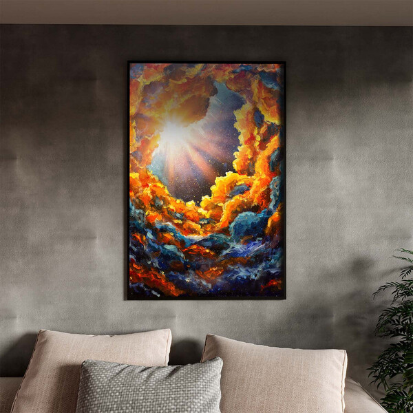 Quadro Decorativo Abstrato Galáxia Abstrata Com Moldura E Vid