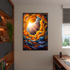 Quadro Decorativo Abstrato Galáxia Abstrata Com Moldura Preto