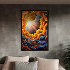 Quadro Decorativo Abstrato Galáxia Abstrata Com Moldura Preto