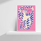 Quadro Decorativo Abstrato Gato rosa 33x24cm Moldura:madeira