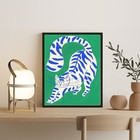 Quadro Decorativo Abstrato Gato verde 33x24cm Moldura:madeira