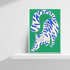 Quadro Decorativo Abstrato Gato verde 45x34cm Moldura:madeira