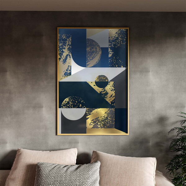 Quadro Decorativo Abstrato Geometric Seg Com Modura E Vidro D