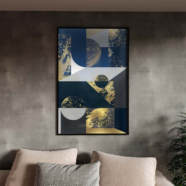 Quadro Decorativo Abstrato Geometric Seg Com Modura E Vidro P
