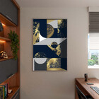 Quadro Decorativo Abstrato Geometric Seg Com Modura Prata - 1
