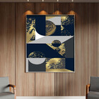 Quadro Decorativo Abstrato Geometric Seg Com Modura Prata - 9