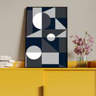 Quadro Decorativo Abstrato Geometric Ter Com Moldura Preto -
