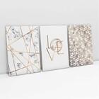 Quadro Decorativo Abstrato Geométrico Gold Love 3 Telas