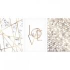 Quadro Decorativo Abstrato Geométrico Gold Love 3 Telas